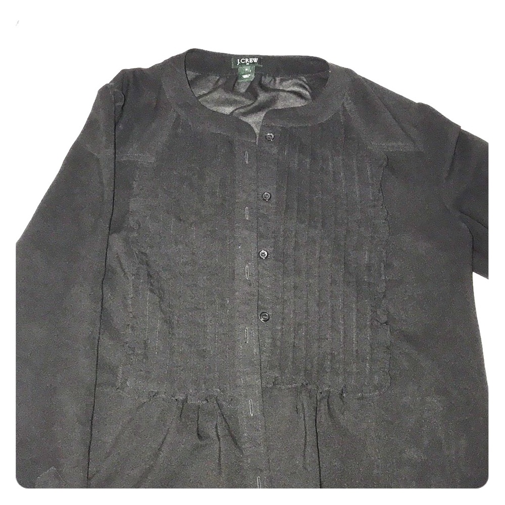 J Crew black Ruffle Blouse